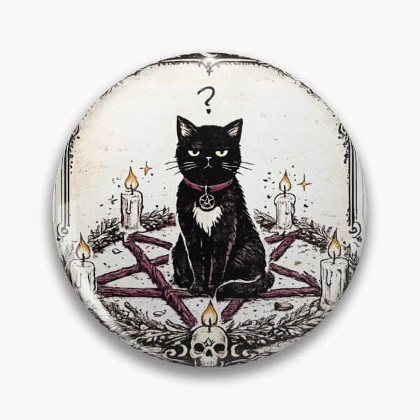 Item preview, Indifferent Black Cat in Herb and Candle Pentagram Victorian Occult Illustration Witchy Humor designed and sold by OnPointOutfits.