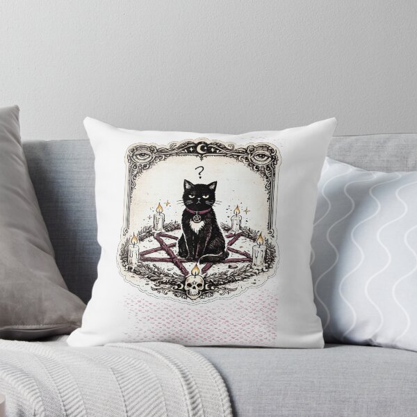 Item preview, Indifferent Black Cat in Herb and Candle Pentagram Victorian Occult Illustration Witchy Humor designed and sold by OnPointOutfits.