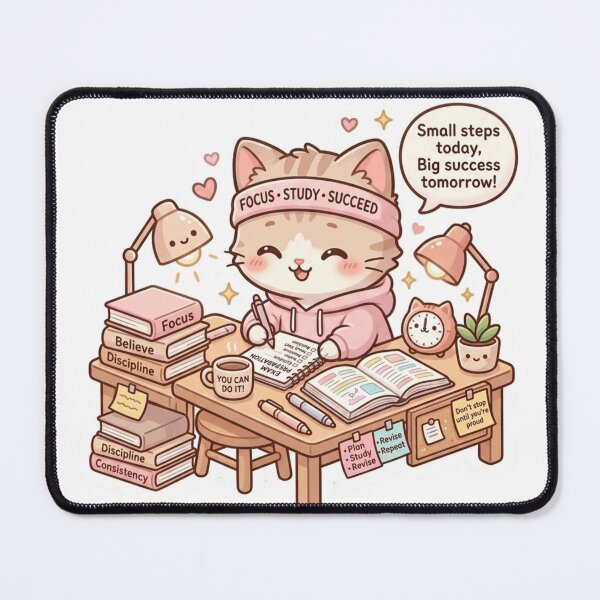 Item preview, Focused Study Kitty Dreams Sticker designed and sold by Designertanya.