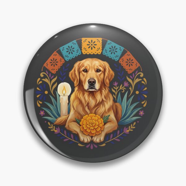 Item preview, Día de los Muertos Golden Retriever Dog designed and sold by MythicCotton.