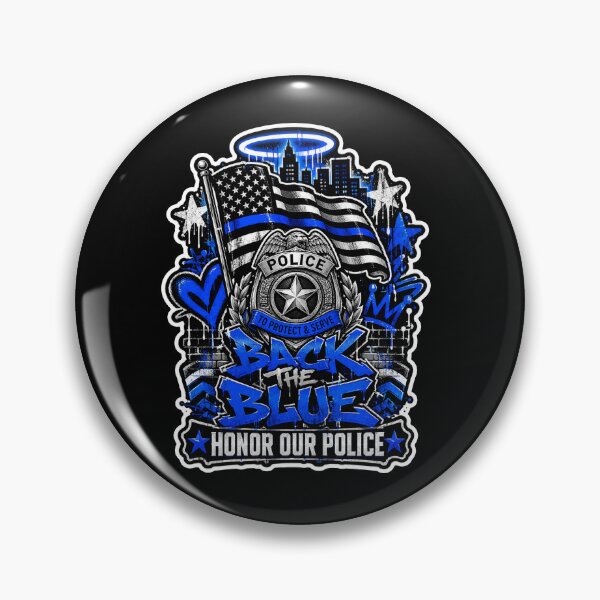 Item preview, Back The Blue Honor Our Police Thin Blue Line Graffiti Gift designed and sold by ConCeptGifts.