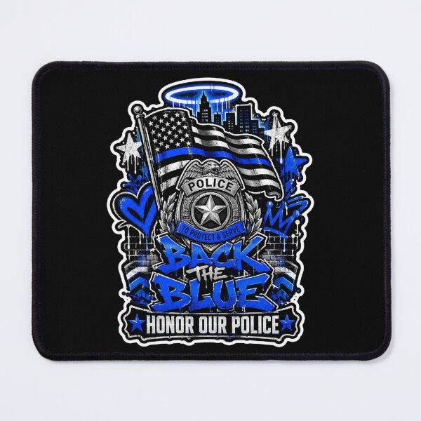 Item preview, Back The Blue Honor Our Police Thin Blue Line Graffiti Gift designed and sold by ConCeptGifts.