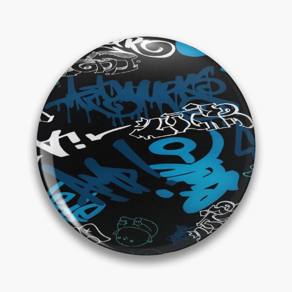 Item preview, Urban Neon Energy - Blue & Cyan Graffiti on a Black Background ✨ designed and sold by RAYBIL.