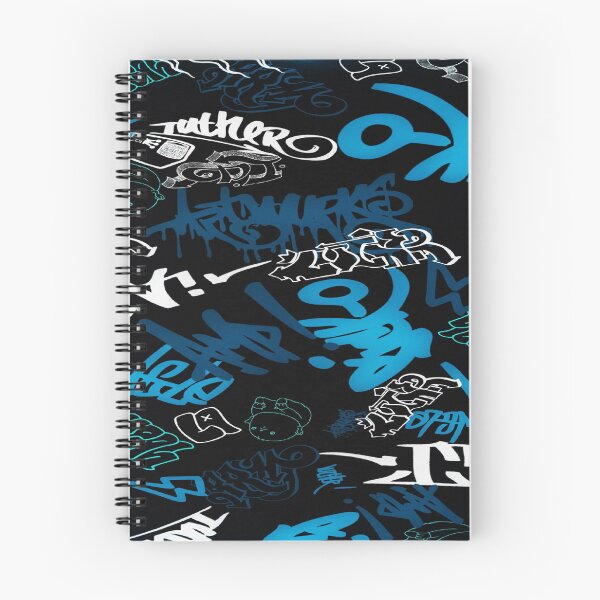 Item preview, Urban Neon Energy - Blue & Cyan Graffiti on a Black Background ✨ designed and sold by RAYBIL.