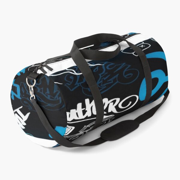 Item preview, Urban Neon Energy - Blue & Cyan Graffiti on a Black Background ✨ designed and sold by RAYBIL.