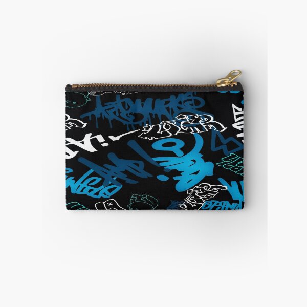 Item preview, Urban Neon Energy - Blue & Cyan Graffiti on a Black Background ✨ designed and sold by RAYBIL.