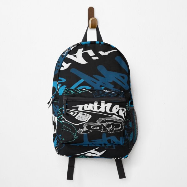 Item preview, Urban Neon Energy - Blue & Cyan Graffiti on a Black Background ✨ designed and sold by RAYBIL.