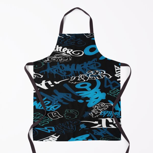 Item preview, Urban Neon Energy - Blue & Cyan Graffiti on a Black Background ✨ designed and sold by RAYBIL.