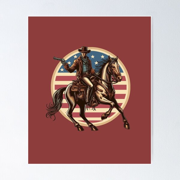 Item preview, VINTAGE COWBOY, HORSE, AMERICAN FLAG, GUNSLINGER, OLD WEST THEME designed and sold by classic car craze.