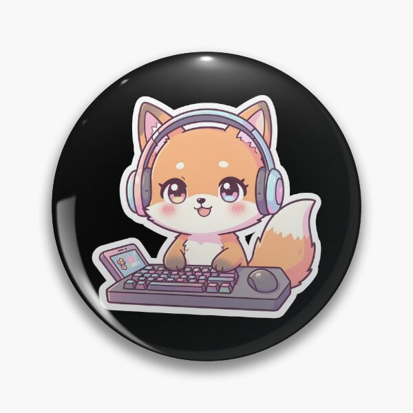 Item preview, Cute Gamer Fox with Headphones Mechanical Keyboard Kawaii designed and sold by KCasual.