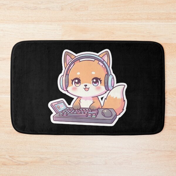 Item preview, Cute Gamer Fox with Headphones Mechanical Keyboard Kawaii designed and sold by KCasual.