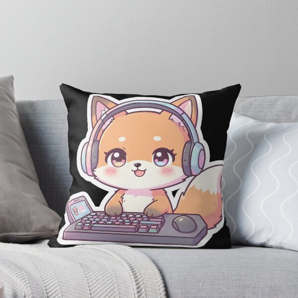 Item preview, Cute Gamer Fox with Headphones Mechanical Keyboard Kawaii designed and sold by KCasual.
