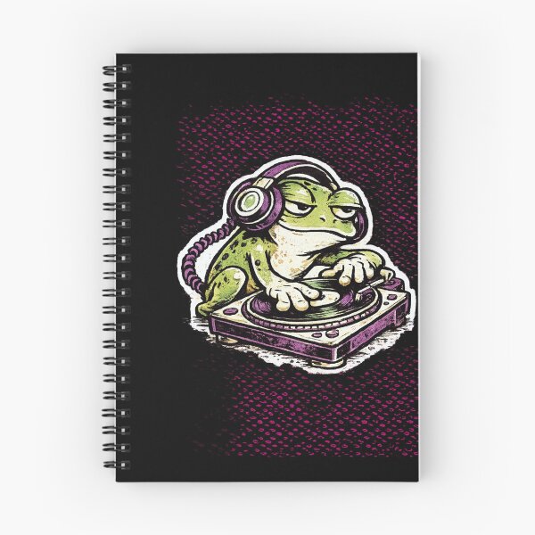 Item preview, Cool DJ Frog with Headphones on Turntable Retro 90s Skate Art Acid Green Purple Illustration designed and sold by OnPointOutfits.