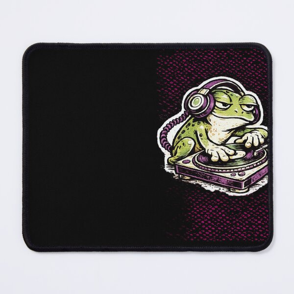 Item preview, Cool DJ Frog with Headphones on Turntable Retro 90s Skate Art Acid Green Purple Illustration designed and sold by OnPointOutfits.