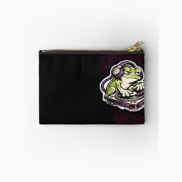 Item preview, Cool DJ Frog with Headphones on Turntable Retro 90s Skate Art Acid Green Purple Illustration designed and sold by OnPointOutfits.
