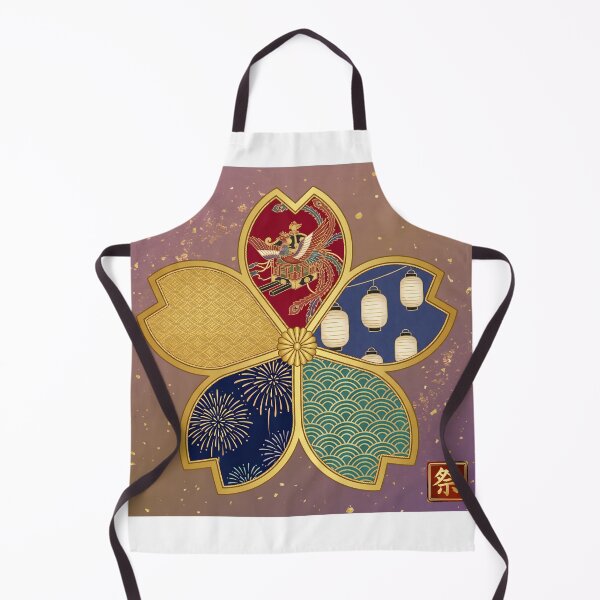 Item preview, Matsuri — Japanese Cherry Blossom Crest Art Print | Mikoshi Phoenix & Lantern Festival Pattern designed and sold by KimonoKotoba.
