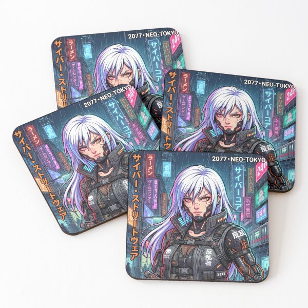 Item preview, Cyberpunk Rebel Neo Tokyo Dark Manga Cyborg Girl designed and sold by DigitalArtx-com.