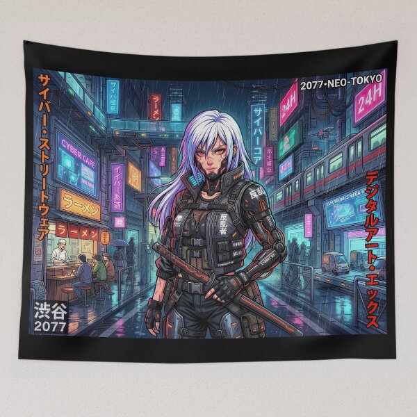 Item preview, Cyberpunk Rebel Neo Tokyo Dark Manga Cyborg Girl designed and sold by DigitalArtx-com.