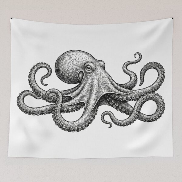 Item preview, Octopus - Realistic Black and White designed and sold by Minimalisticaly.