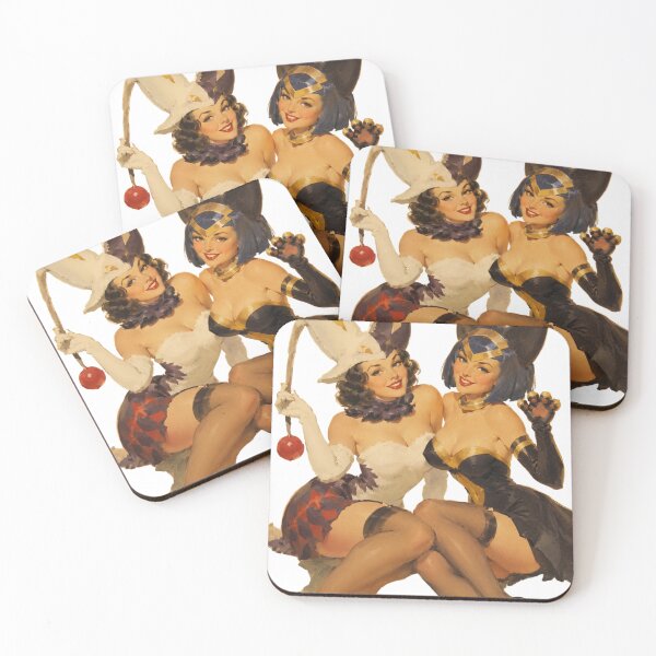 Item preview, Vintage Pin-Up Duo | Retro Bunny & Cat Girl Original Character Illustration designed and sold by Cosplayvintage.