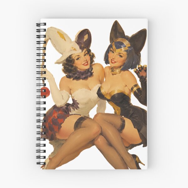 Item preview, Vintage Pin-Up Duo | Retro Bunny & Cat Girl Original Character Illustration designed and sold by Cosplayvintage.