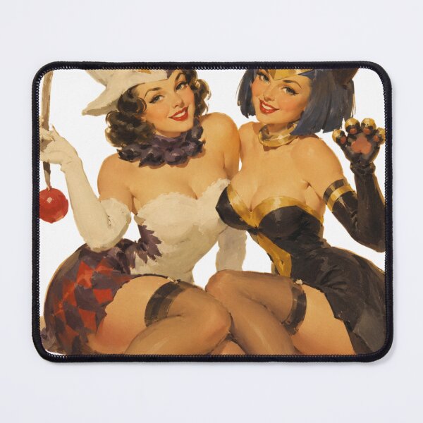 Item preview, Vintage Pin-Up Duo | Retro Bunny & Cat Girl Original Character Illustration designed and sold by Cosplayvintage.