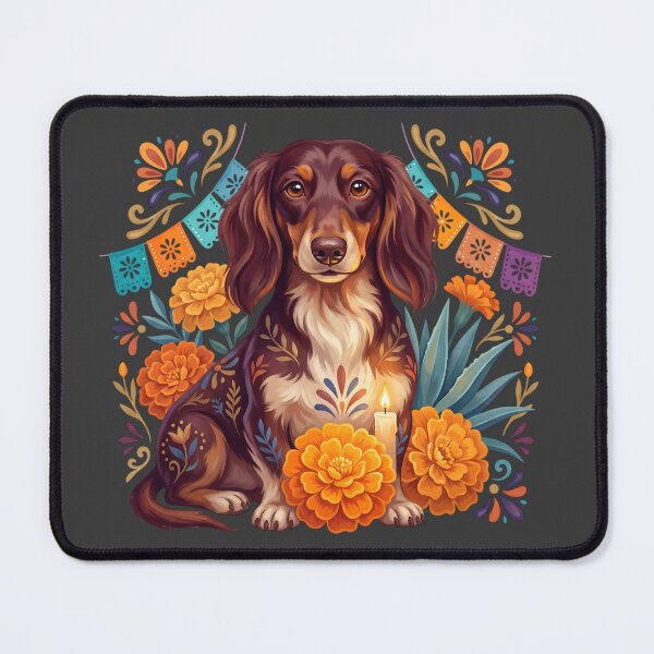 Item preview, Día de los Muertos Marigold Dachshund designed and sold by MythicCotton.