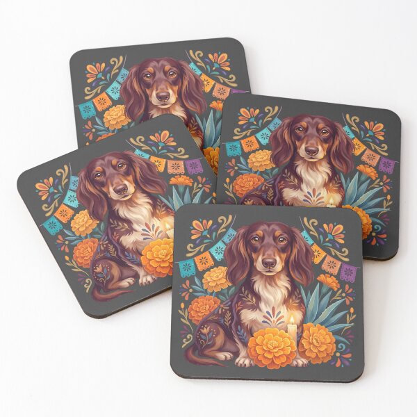 Item preview, Día de los Muertos Marigold Dachshund designed and sold by MythicCotton.