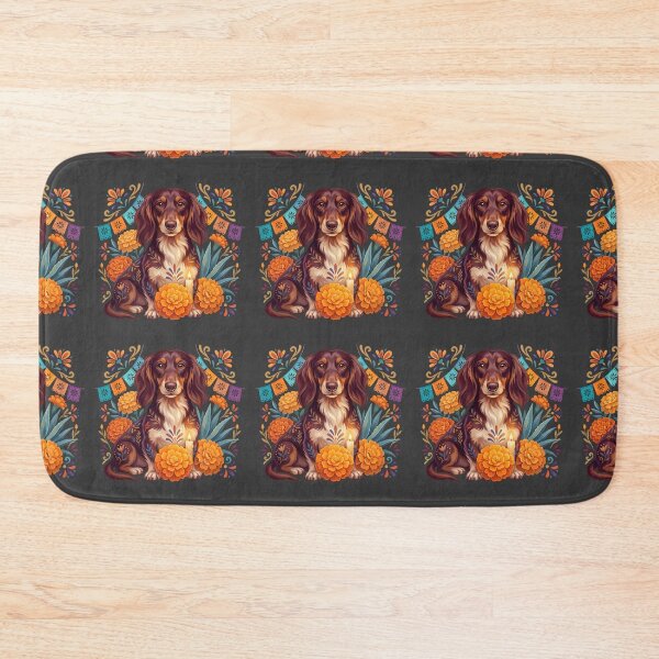 Item preview, Día de los Muertos Marigold Dachshund designed and sold by MythicCotton.