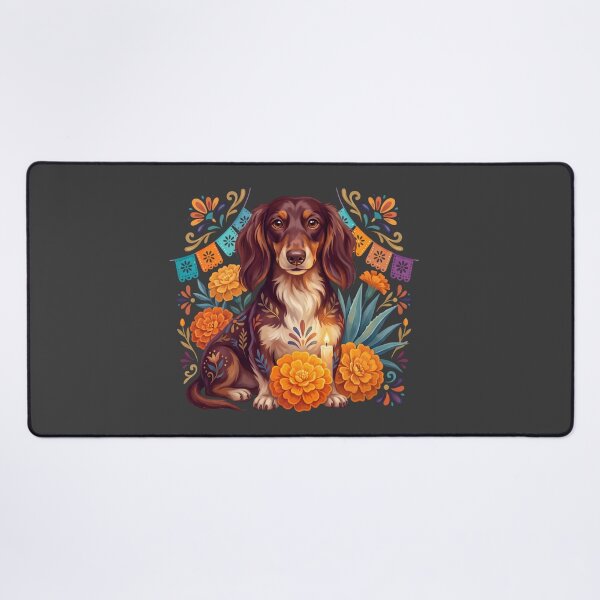 Item preview, Día de los Muertos Marigold Dachshund designed and sold by MythicCotton.
