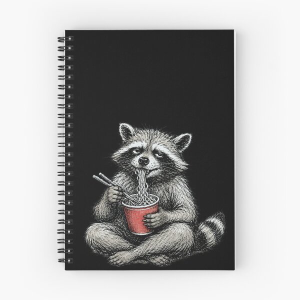 Item preview, Scruffy Raccoon Slurping Instant Noodles Vintage 70s Comix Style Crosshatch Funny Trash Panda Art designed and sold by OnPointOutfits.
