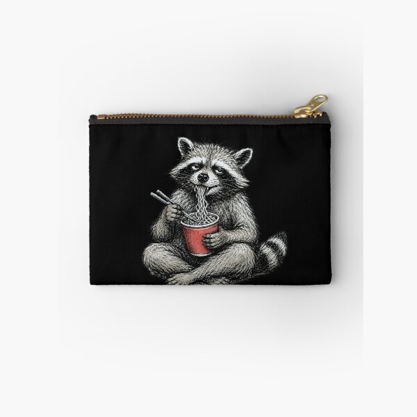 Item preview, Scruffy Raccoon Slurping Instant Noodles Vintage 70s Comix Style Crosshatch Funny Trash Panda Art designed and sold by OnPointOutfits.