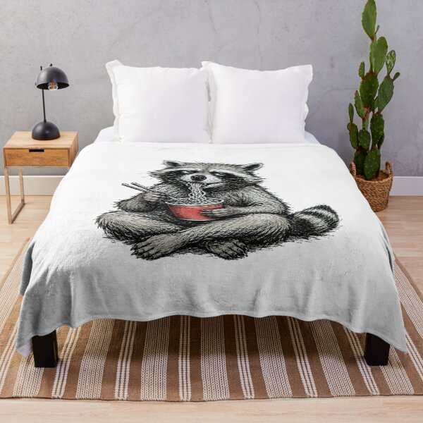 Item preview, Scruffy Raccoon Slurping Instant Noodles Vintage 70s Comix Style Crosshatch Funny Trash Panda Art designed and sold by OnPointOutfits.