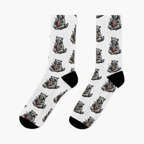 Item preview, Scruffy Raccoon Slurping Instant Noodles Vintage 70s Comix Style Crosshatch Funny Trash Panda Art designed and sold by OnPointOutfits.