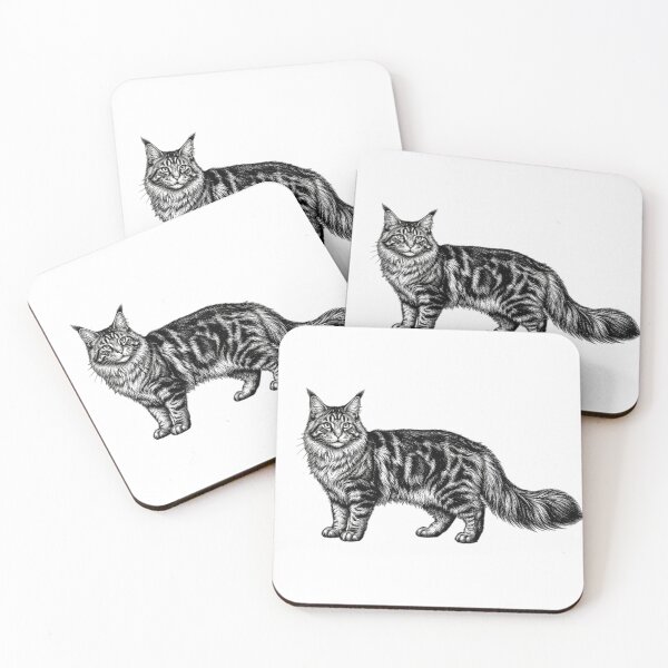 Item preview, Maine coon - Realistic Black and White designed and sold by Minimalisticaly.