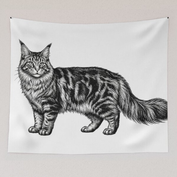 Item preview, Maine coon - Realistic Black and White designed and sold by Minimalisticaly.