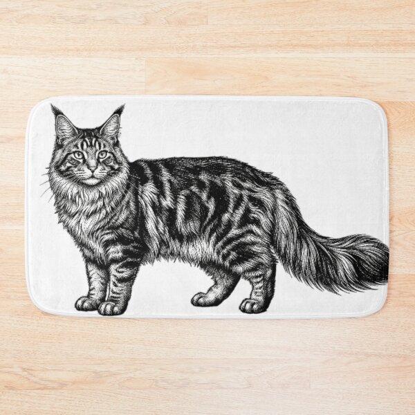 Item preview, Maine coon - Realistic Black and White designed and sold by Minimalisticaly.