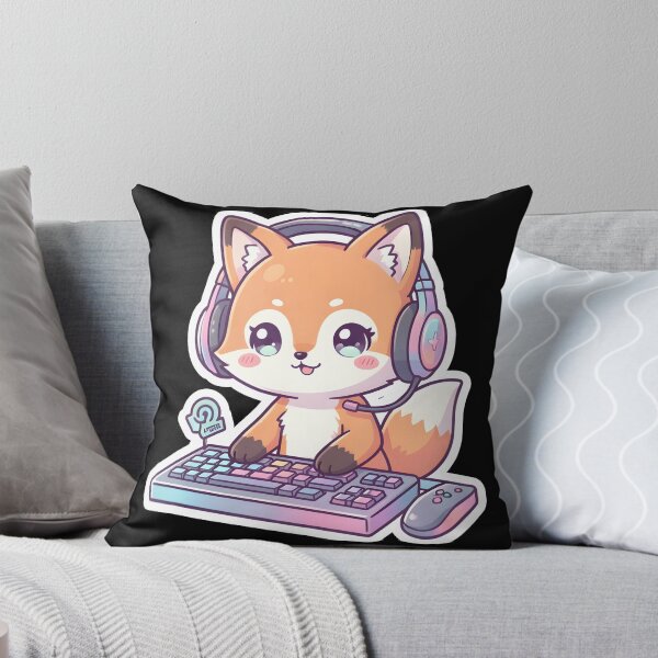 Item preview, Cute Gaming Fox with Microphone Mechanical Keyboard Kawaii Gamer designed and sold by KCasual.