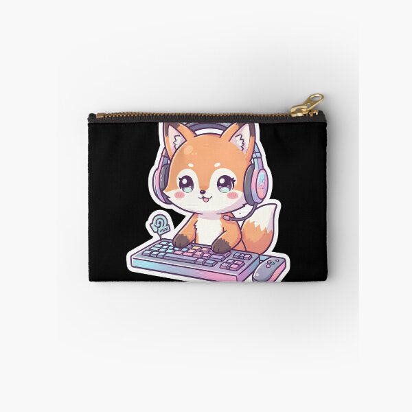 Item preview, Cute Gaming Fox with Microphone Mechanical Keyboard Kawaii Gamer designed and sold by KCasual.