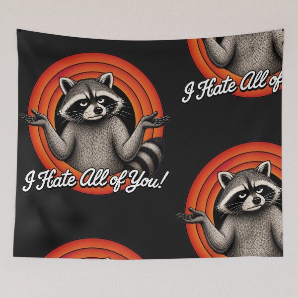 Item preview, Funny Raccoon Shrug Shirt - I Hate All of You! Sarcastic Raccoon T-Shirt - Introvert Humor Graphic Tee - Cute Trash Panda Gift designed and sold by QuirkyCloud Designs.