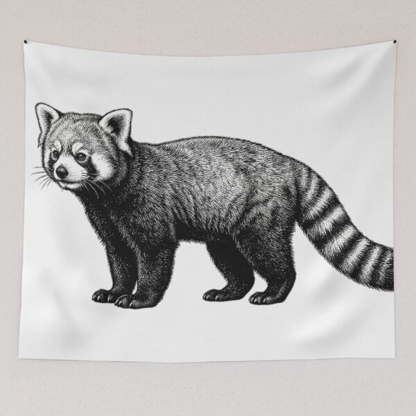 Item preview, Red Panda - Realistic Black and White designed and sold by Minimalisticaly.