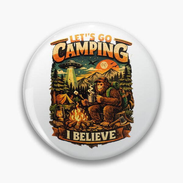 Item preview, Let's Go Camping – Bigfoot Campfire Vintage Retro Sasquatch Design designed and sold by PT PROJECT.
