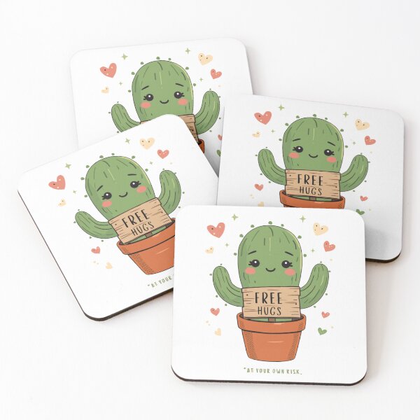 Item preview, Free Hugs Cactus Kawaii Cute Ironic Plant Lover Gift designed and sold by The Fine Print by BassAddict.