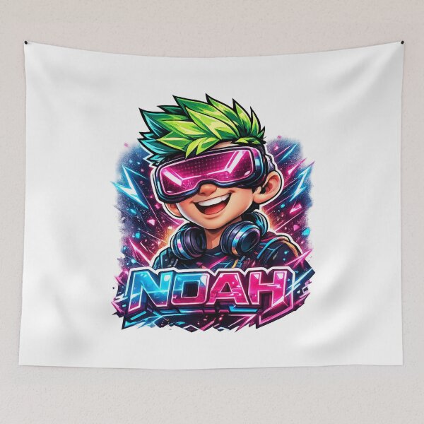 Item preview, Noah – Futuristic Cartoon Name Mascot Sticker designed and sold by AlexLineArt.