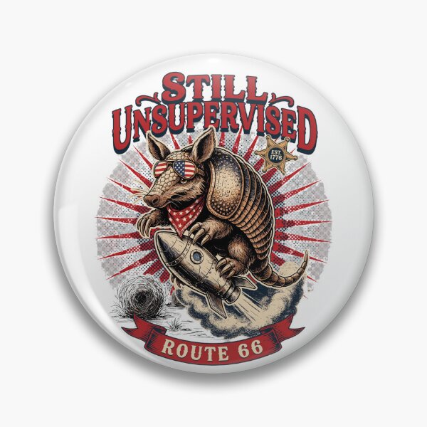 Item preview, Still Unsupervised Patriotic Armadillo Route 66 Rocket Tee designed and sold by DarylWelsh2024.