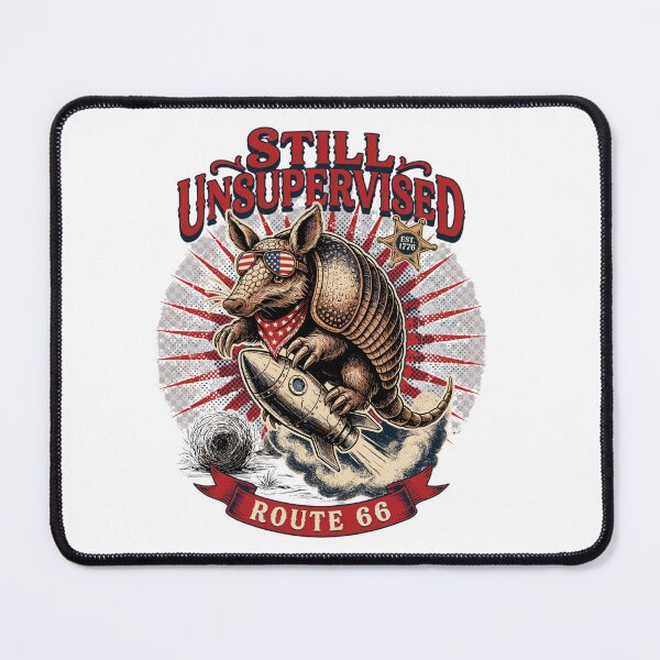 Item preview, Still Unsupervised Patriotic Armadillo Route 66 Rocket Tee designed and sold by DarylWelsh2024.