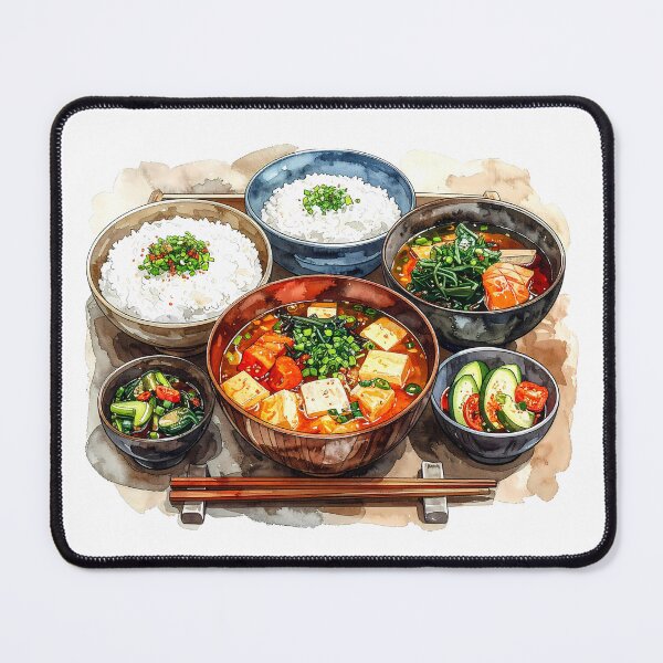 Item preview, Traditional Japanese Teishoku Watercolor Illustration designed and sold by BetweenForms.