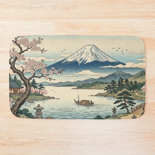 Item preview, Mount Fuji Cherry Blossom Landscape – Japanese Ukiyo-e Inspired Wall Art, Sakura Scenic Print, Traditional Japan Nature Illustration, Zen Asian Decor, Vintage Travel Poster designed and sold by Zaitmiprints.