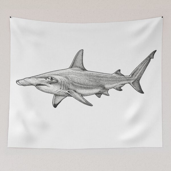Item preview, Hammerhead shark - Realistic minimalistic black and white designed and sold by Minimalisticaly.