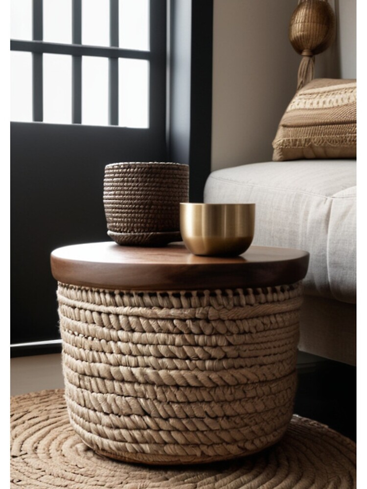 Imagen 4 de 4, Funda de iPhone con la obra Interior Design - Woven Side Table, Bohemian Style, diseñada y vendida por Reverso-Design.